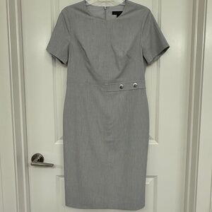 Short Sleeve Business Causal Gray Dress